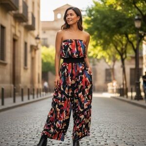 New York and Company Multi Colored Off the Shoulders Romper/Jumpsuit size XXL